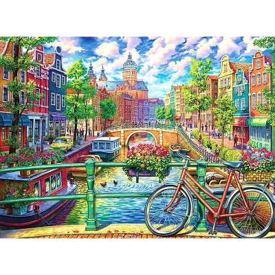 China Europe SONGWOO Wholesale Hot Sale DIY Custom Diamond Painting Kit Landscape Rhinestone Art Amsterdam Riverside for sale