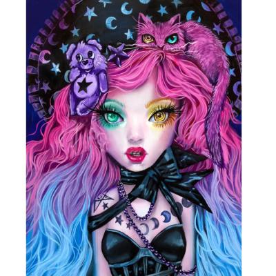 China Cartoon SONGWOO Wholesale Hot Sale Portrait Diamond Embroidery Crystal Rhinestone Halloween Witch Lily Diamond Painting Crafts for sale