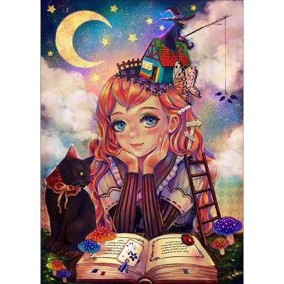 China Cartoon SONGWOO Wholesale Hot Sale Portrait Diamond Embroidery Crystal Rhinestone Halloween Witch Magic Book Diamond Painting Crafts for sale