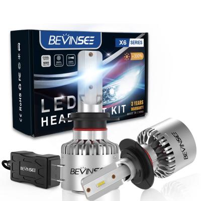 China Mini Bulb Size Can Fit More Models Bevinsee 2x 8000LM 60W 6000k X6 LED Headlight H7 LED Car Headlight Kit With Perfect Heatsink for sale