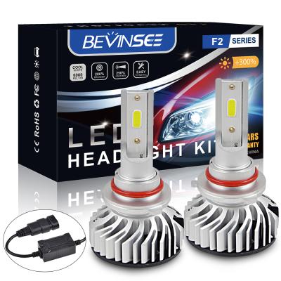 China Replacement Halogen LED Bulbs Bevinsee Car New Waterproof Led Bulb 6000K HB3 9005 Auto Headlight F2 Led Headlight for sale