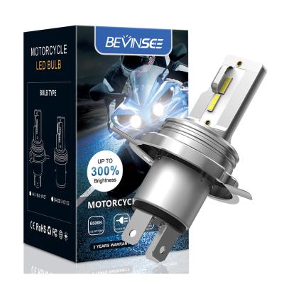 China Bevinsee H4 LED Bulb Low Beam Motorcycle Headlight High Power 6000K 6000K H4 White 1500LM H4 for sale