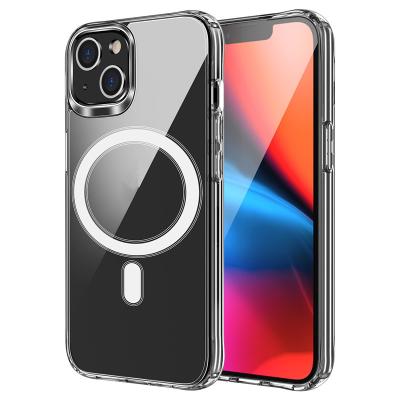 China Anti-drop Clear Magnetic Wireless Charging Case For Ip13Pro 12 Mini Pro Max Transparent Acrylic Phone Back Cover Protective Case for sale