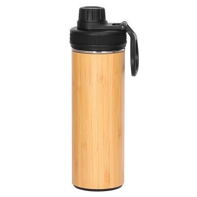 China Hot Selling Bamboo Vacuum Flask PORTABLE Insulated Stainless Steel Thermal Double Wall Water Bottle for sale