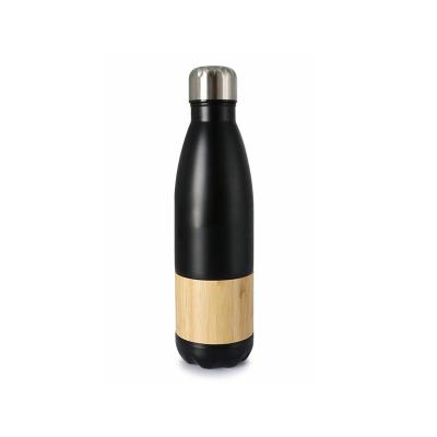 China PORTABLE Stainless Steel Vacuum Insulated Reusable Water Bottles With Bamboo Sheath Double Wall Cola Shape Thermos Flask for sale