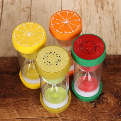 China Viable Fruit Style Hourglass Sand Timer Clock 5/10/15/30mins Sandglass Timer for Kids Classroom Cooking Games Timers for sale