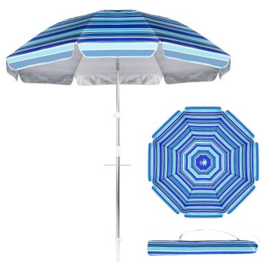 China Multifunctional UV Beach Umbrella 50+ Outdoor Portable Umbrella with Sand Anchor Push Button Tilt and Carry Bag for Outdoor Patio for sale