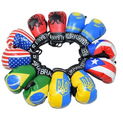 China Viable Country Flag Mini Boxing Gloves Keychain Keyring Sports Auto Memorabilia Displays for sale