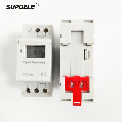 China Timer Switch THC15A 16 AC 220V 230V Din Rail Digital Weekly Programmable Timer Switch with Spare Battery with Lock Function for sale