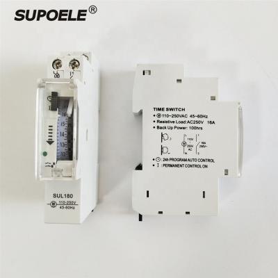 China SUL180 Mechanical Daily Programmable AC 110V -250V 45-60Hz Daily Programmable AC Timer 24 Hour Din Rail With LED Display SUL180 With LED for sale