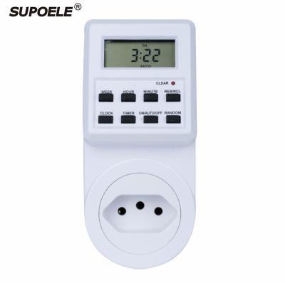 China Timer Switch Brazil Digital Electronic Timer Switch Plug In Timer Outlet 250V 50Hz 7 Day 12/24 Hour Programmable Timing Socket for sale