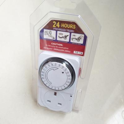 China 24 Hours Time Mechanical Programmable Relay UK Plug Plug In Timer Switch 220V 230V TG-14 for sale