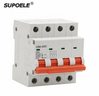 China CE Apporoval 4P Solar DC 1000V DC MCB 4 Pole Mini Circuit Breaker 3A 6A 10A 16A 20A 25A 32A 40A 50A 63A For PV System CSB8-63DC 4P for sale