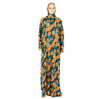 China Wholesale Polyester Plus Size Arabic Long Women's Muslim Ladies Loose Printed Dress for sale