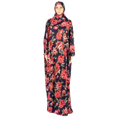 China 5XL Polyester Muslim Fashion Long Dress Floral Women's Muslim Dress Printed Islamic Clothing for sale