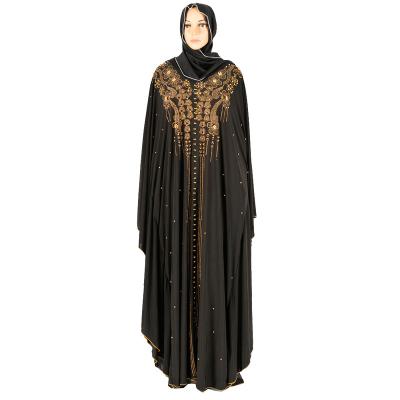 China African Polyester Plus Size Chiffon Muslim Heavy Industry Dress Bead Drilling And Gun Bead Clothing Hot for sale