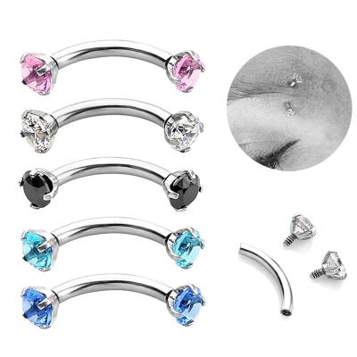 China Hiphop 1PC 14G Steel CZ Zircon Ring Tragus Helix Rook Earring Piercings Curved Piercing Jewelry Banana Lip Helix Rings Jewelry for sale