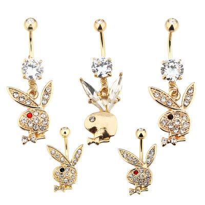 China New Fashion Punk Crystal Belly Button Rings Belly Button Rings Pendant Sexy Navel Body Jewelry Piercing Rabbit For Women Girls for sale