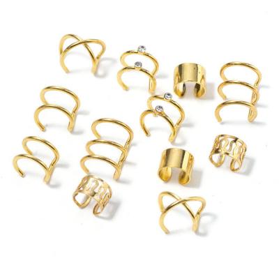 China 6/Pair Fashion Gold Color Punk Ear Slap Leaf Clip Earrings For Women Climbers No Fake Cartilage Earring Piercing Accessories for sale