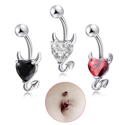 China New Fashion Punk Navel Belly Button Ring Glitter Love Heart Decor Jewelry Navel Piercing Nail For Women Sex Party for sale