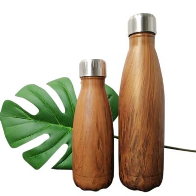 China Wooden Viable Bamboo Effect Water Bottle High Quality Water Bottles With Customized Logo Glass Water Bottle for sale