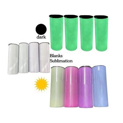 China High Quality Viable 20oz Sublimation Glow In The Dark And UV Color Changing Straight Tumbler Stainless Steel Straight Rocker Arm for sale