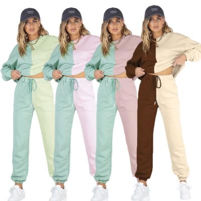 China Anti-pilling trend solid color round neck casual pants sweater American European symmetrical long-sleeved suit for sale