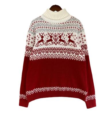 China 2021 Cute High Quality Anti-wrinkle Winter Tortoise Neck Couples Sweaters Women Men New Pattern Christmas Knitted Sweater for sale