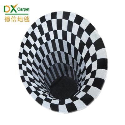 China Non-slip high quality hand adorning 3 d handcrafted carving black and white wool rug area rug for home decoration for sale