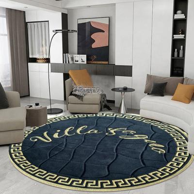 China Non Slip Custom Logo Black And Gold Round Carpet Cover For Home Decoration for sale