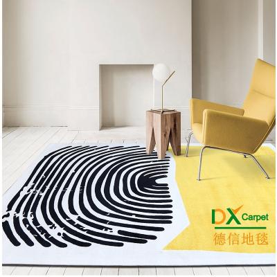 China Designer Show Room Carpet Cover Modern Design Washable High Quality Machined Printing Black And Yellow Custom Carpet Covers For Home Decorums for sale