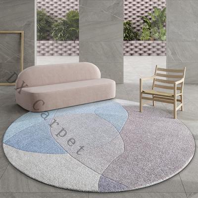 China Round Shape Wool Living Room High Quality Whole Room Thick Bed Rug Sale Price Blue Gray Custom Made Small Area Rug for sale