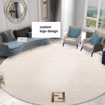 China Brand Design Washable Cream White Round Wool Silk Or Bamboo Carpet Blanket for sale