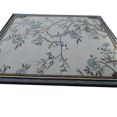 China Modern High Quality Hand Made Wool Carpet Living Room Flower Carpet Blanket for sale