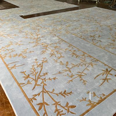 China Reversible High Quality Wall To Wall Hand Made Wool Rug Flooring Carpet Leaves Pattern Thick Carpet Rug for sale