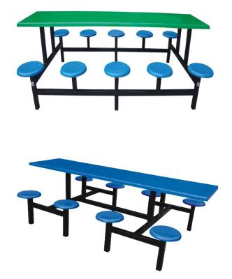 China fiberglass or FRP dining table with round stool for sale