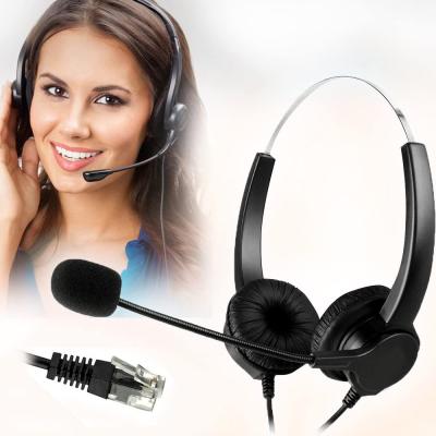 China Noise Canceling Binaural Crystal Head Microphone Headset Phone Earphone Call Center Phone Headsets for sale