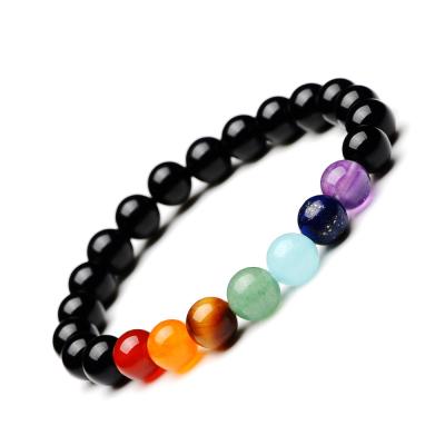 China FASHIONABLE Handmade 8mm Chakra Stone Bracelet, 7 Chakra Stone Bead Bracelet, Agate Bead Bracelet Men for sale