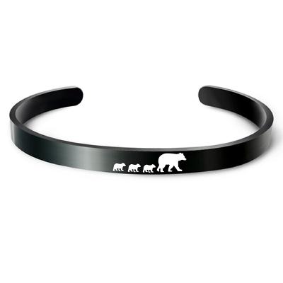 China TRENDY New Fashion Stainless Steel Bangle Bear Mother's Day Gift Open Black Bangle for sale