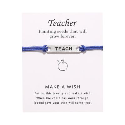 China TRENDY Wish Card Bracelet Fashion Alloy Teach Charm Teacher Blessing Card Teacher Bracelet for sale