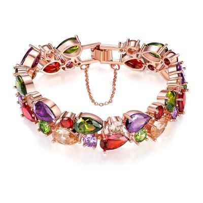 China Colorful Rose Gold Plated Zircon Bracelet Women Charm Zircon Bracelet High Quality FASHIONABLE Girls Best Gift for sale