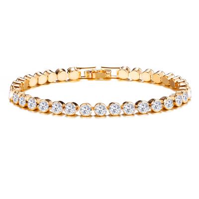 China New FASHIONABLE Women Full Diamond Single Row Bracelet Roman Crystal Simple Diamond Bracelet For for sale