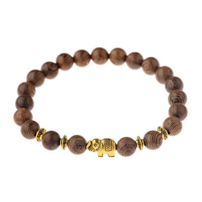 China Youcheng FASHION Jewelry Wooden Bracelet, Gold Tone Plated Elephant Bracelet, Men's Fashion Elephant Bracelet for sale