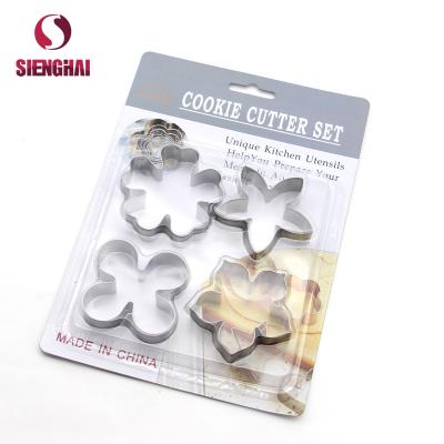 China Sustainable 4pcs Stainless Steel Flower Cookie Cutter Sets for sale