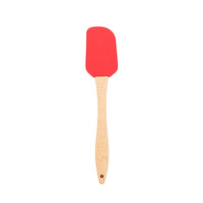 China Viable Wholesale Heat Resistant Food Grade Kitchen Bread Silicone Spatula Scraper Set With Wooden Handle for sale