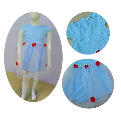 China Current anti-shrink latest fashion girls dress cute three-dimensional flowers sewn on bright net for summer girls' dresses for sale