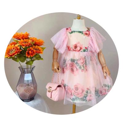 China Mesh Princess Dresses Latest Flowing Floral Pattern Girls' Dresses Summer Girls Anti-wrinkle Boutique Lace Floral Dresses for sale