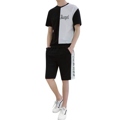 China QUICK DRY T-shirt set men's shorts and sports loose color block 2 piece men's shorts tracksuit casual suit men's summer shorts sleeve printed for sale