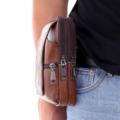 China Water Proof Wholesale Multifunctional New Mobile Phone Belt Bag Men's Clothing Leather Waist Bag Cell Phone Belt for sale