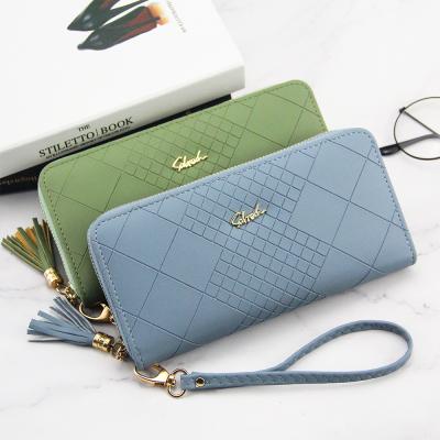 China 2021 Long Coin Purse Women Candy Color Wholesale Waterproof Ladies Wallet Small Double Zipper Phone Wallets for sale